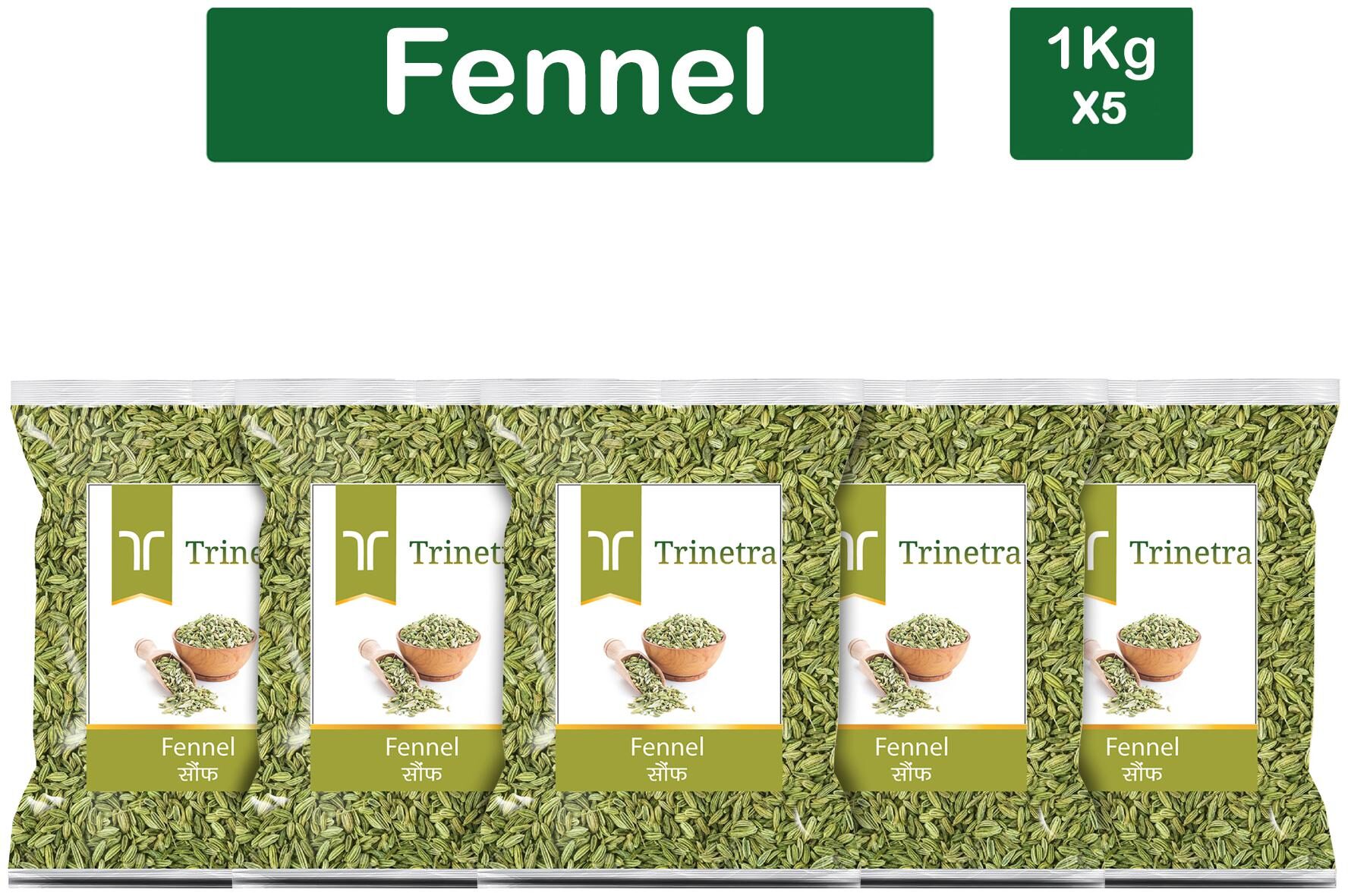

Trinetra Best Quality Saunf (Fennel Seeds) 1kg (Pack Of 5)