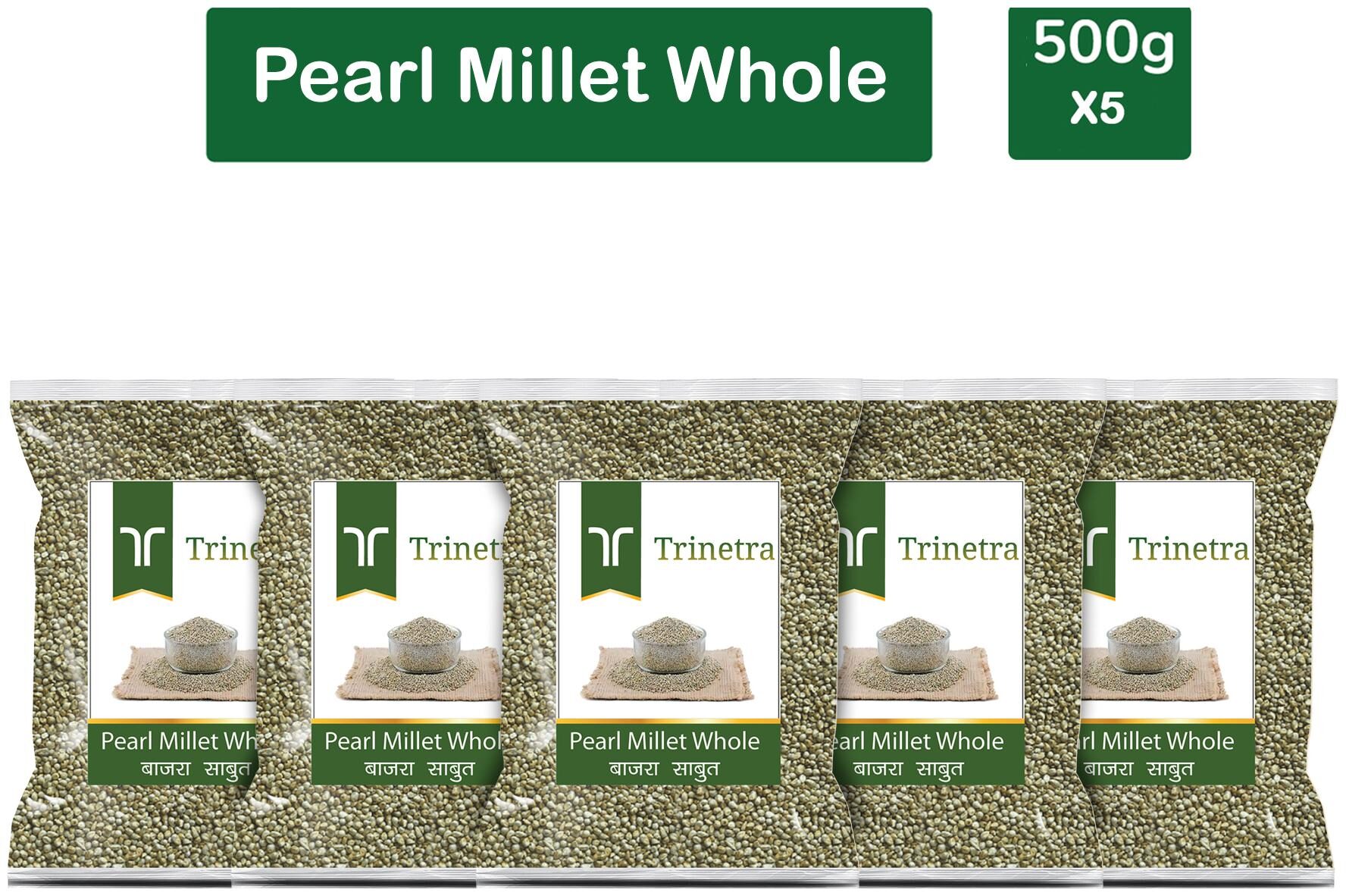 

Trinetra Best Quality Bajra Sabut (Pearl Millet Whole Grain) 500g (Pack Of 5)