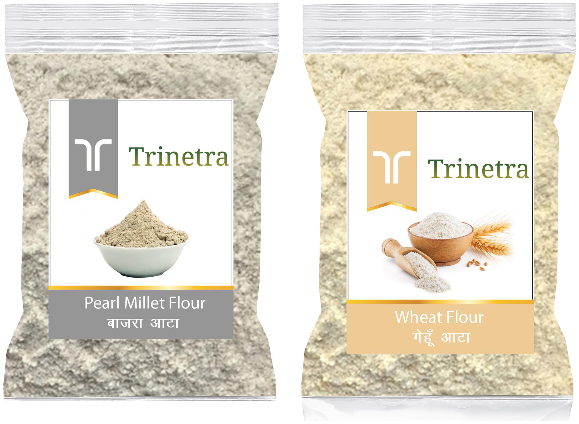 

Trinetra Best Quality Wheat Flour Gehu Atta 500g Bajra Pearl Millet Atta 1kg