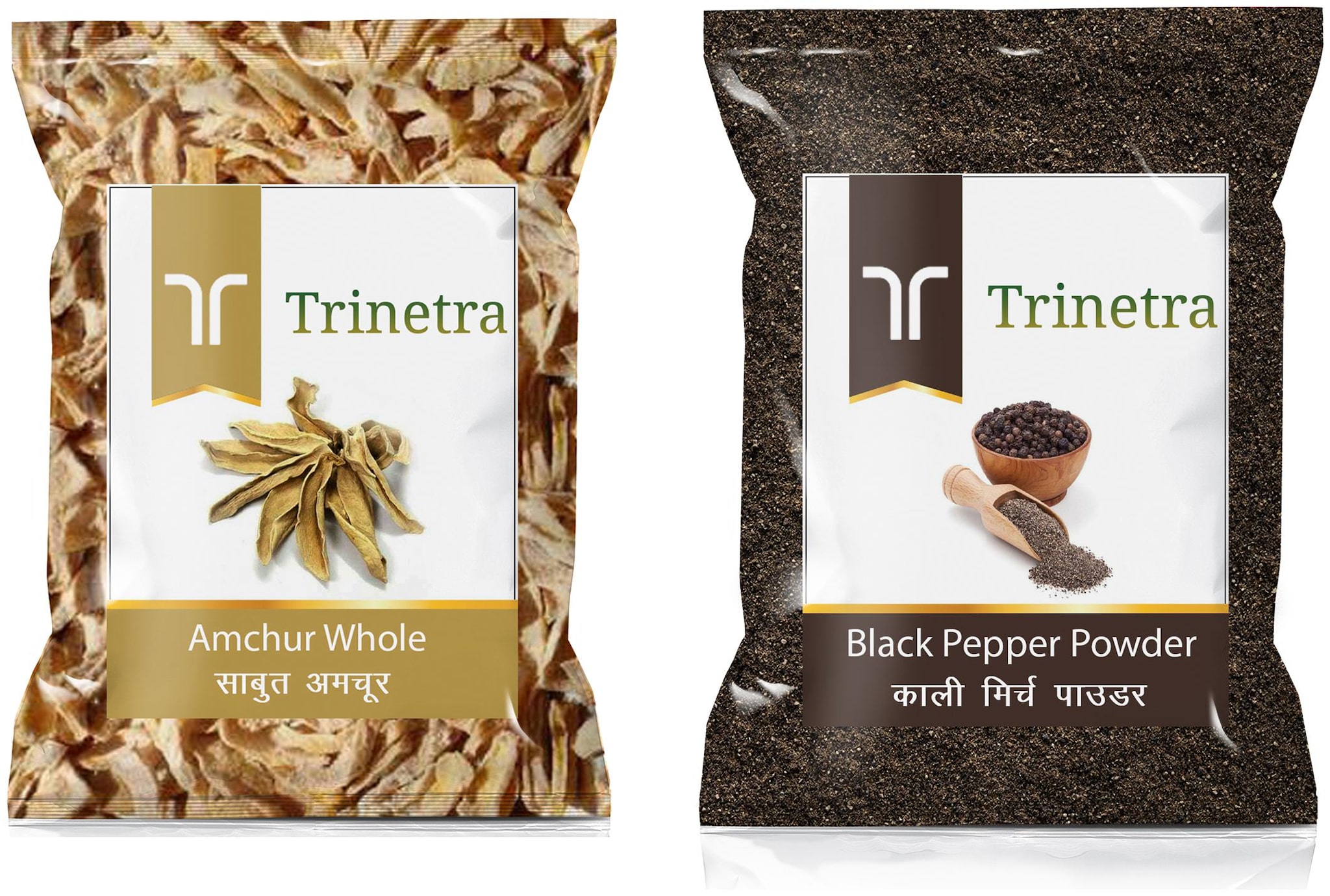 

Trinetra Best Quality Black Pepper Powder Kali Mirch 100g Amchur Sabut 100g