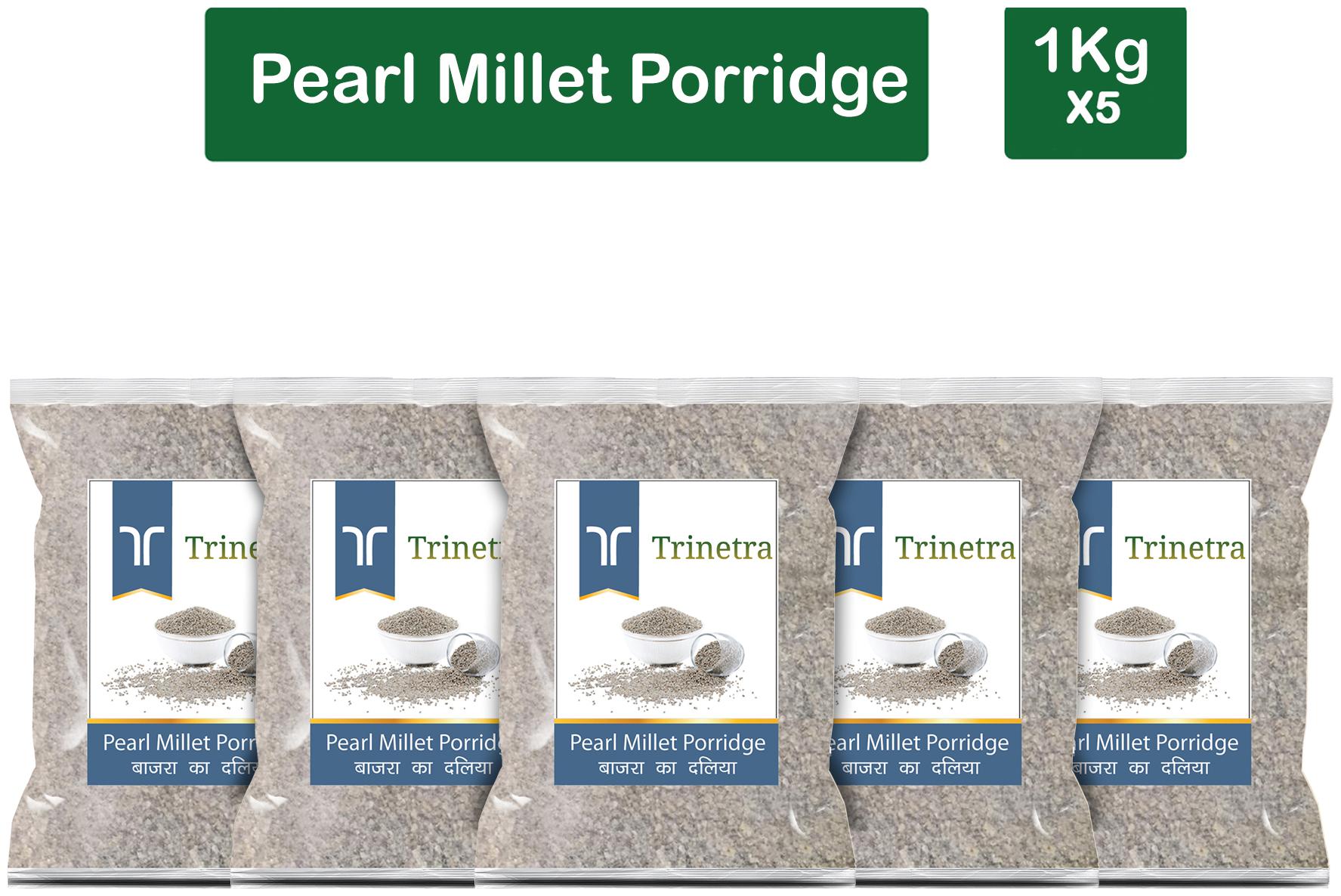 

Trinetra Best Quality Bajra Daliya (Pearl Millet Porridge) 1 kg (Pack Of 5)