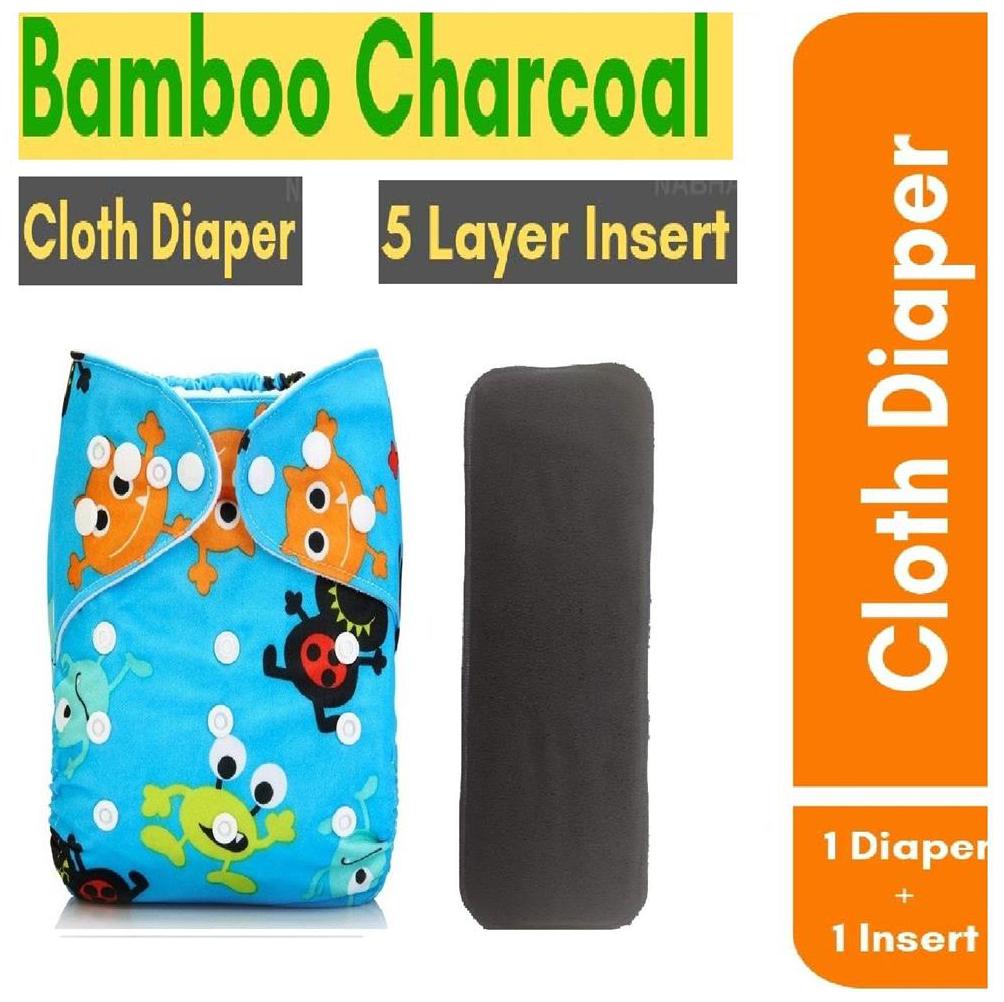 

Triple B 1pc Cloth Diaper With 1pc Bamboo Charcoal 5 Layer Insert Pad - Alien Pack of 2