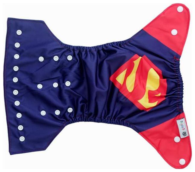 

Triple B 1pc Adjustable Reusable Baby Washable Cloth Diaper Nappies With Wet-free inserts For Babies of Ages 0 to 2 years Reusable Cover Diaper - Superman