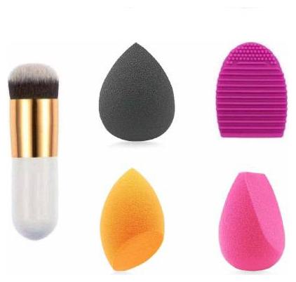 Trivety 3 shape makeup blender sponges with foundation ldu white brush sponge color as per stock availability by DIVYA Beauty