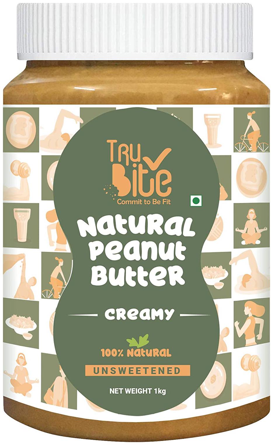 

Trubite Natural Peanut Butter (Creamy) Unsweetened 30g Protein Non GMO Gluten Free Cholesterol Free (1kg)