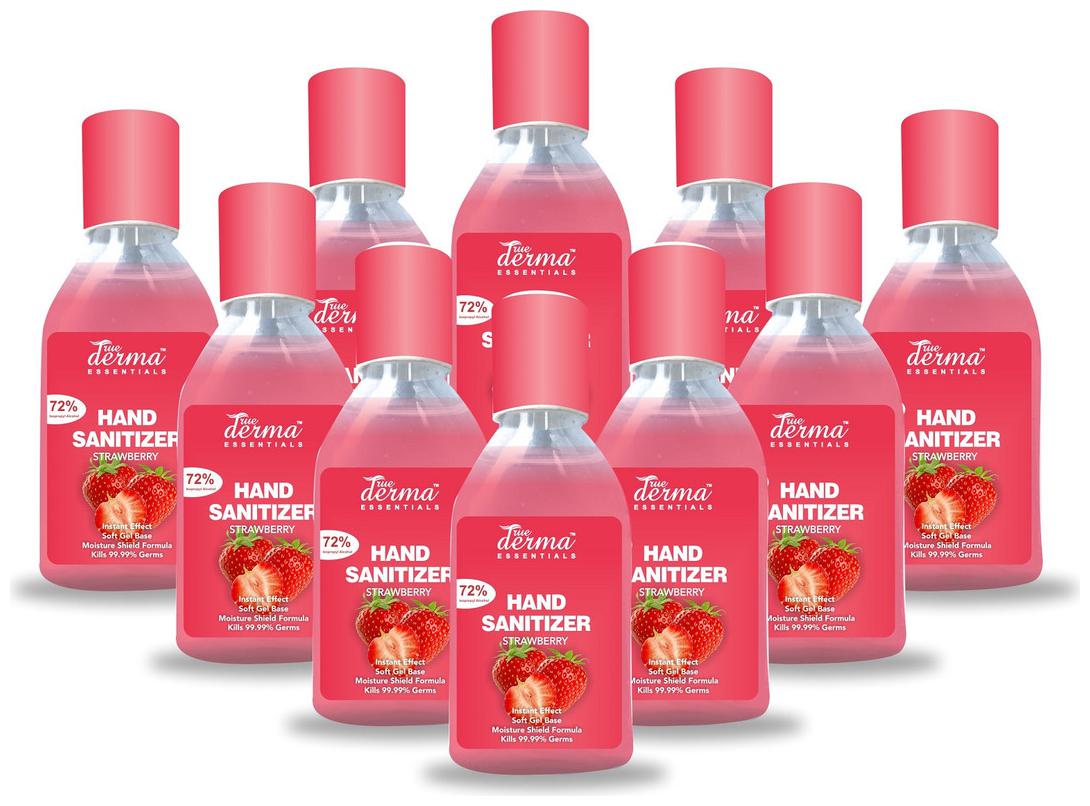 

True Derma Essentials Strawberry Instant Dry 72 IPA Hand Sanitizer 60 ml (Pack of 10)