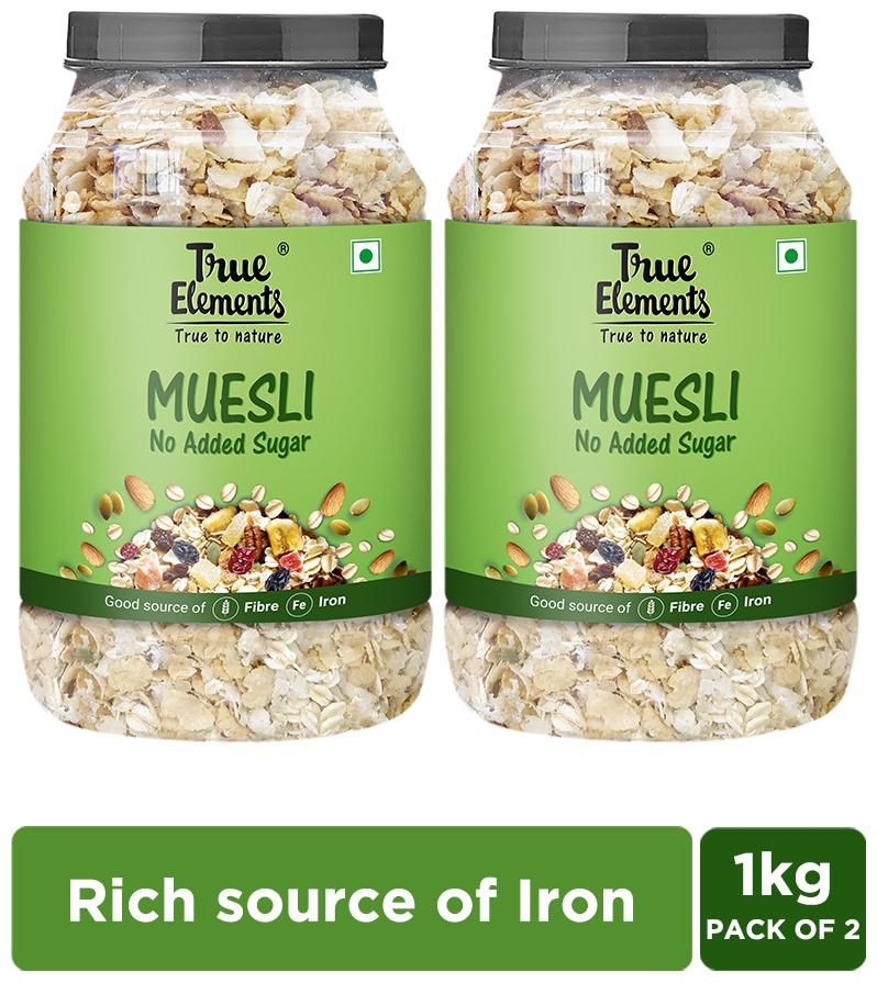 

True Elements No Added Sugar Muesli for healthy breakfast 1000 g Each (Pack of 2)