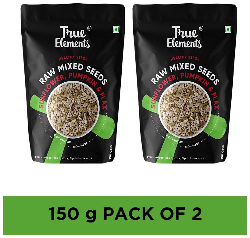 True Elements Raw Sunflower Pumpkin and Flax Seeds 150g each pack of 2 by True Elements