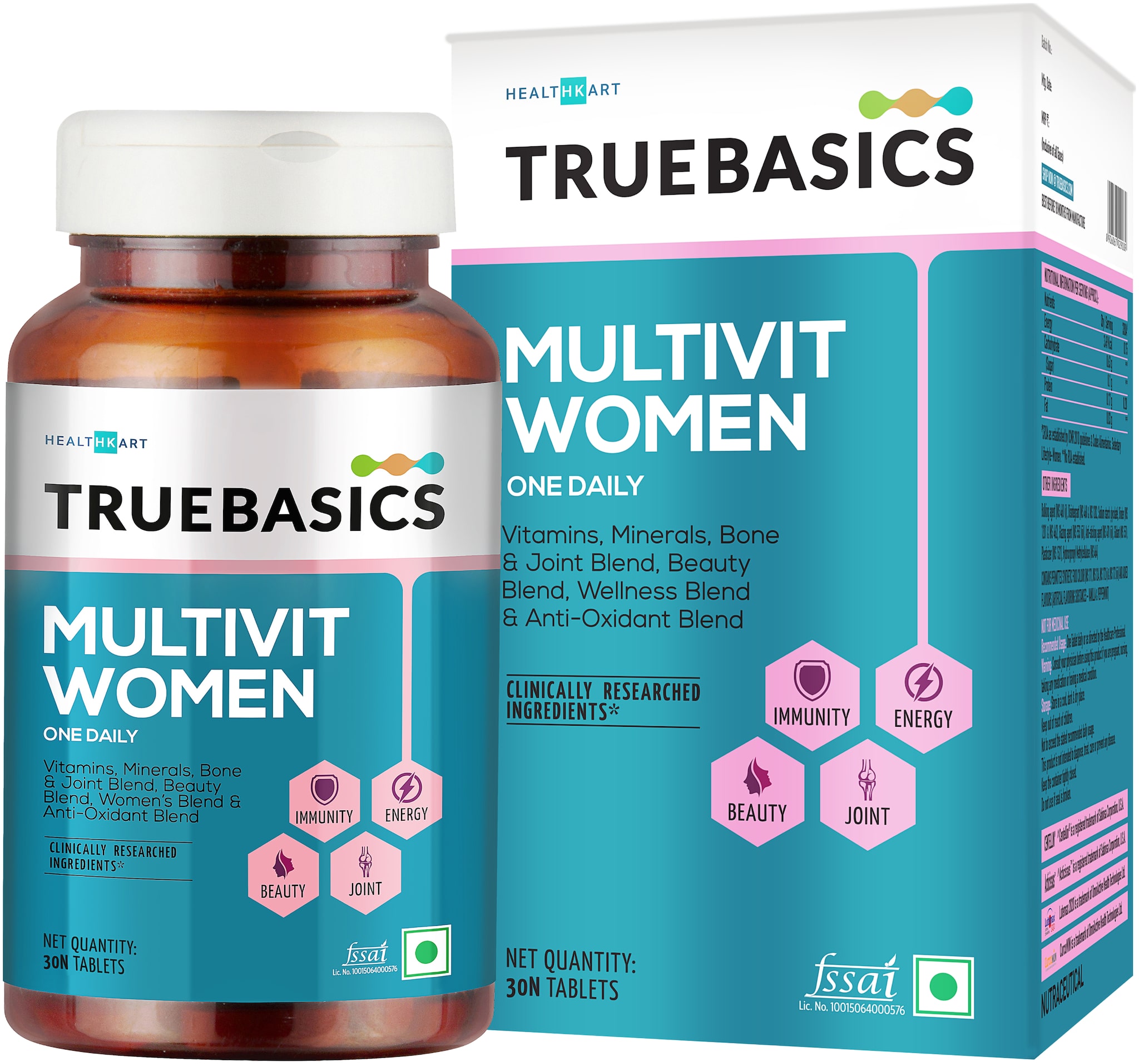 

TrueBasics Multivit Women One Daily Multivitamins Multiminerals Anti-Oxidants with Bone Joint Beauty Blend Clinically Researched Ingredients 30 Tablets