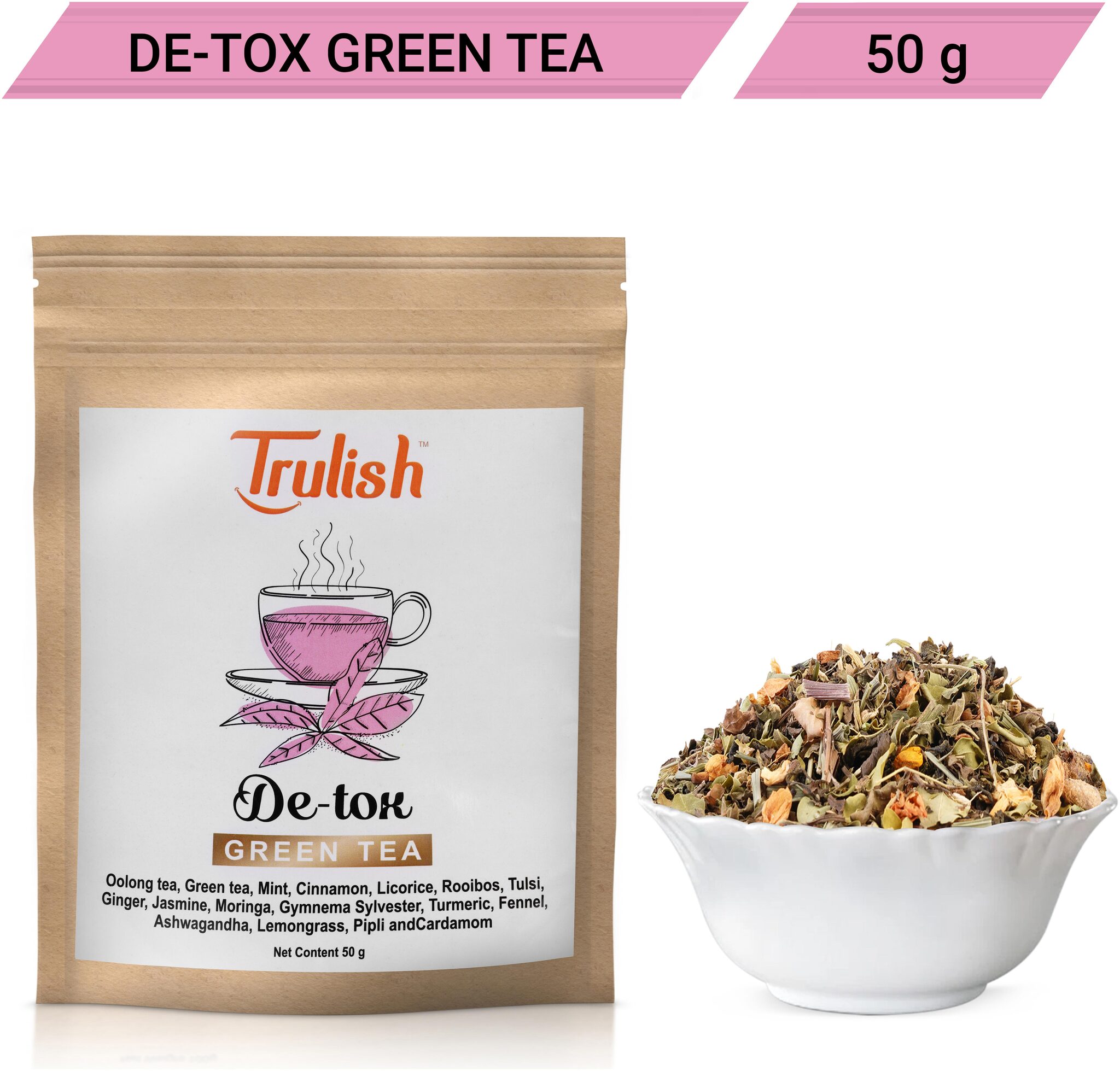 

Trulish Detox Green Tea With 17 Super Herbs To Help Detox The Body (50 g) (Pack of 1)