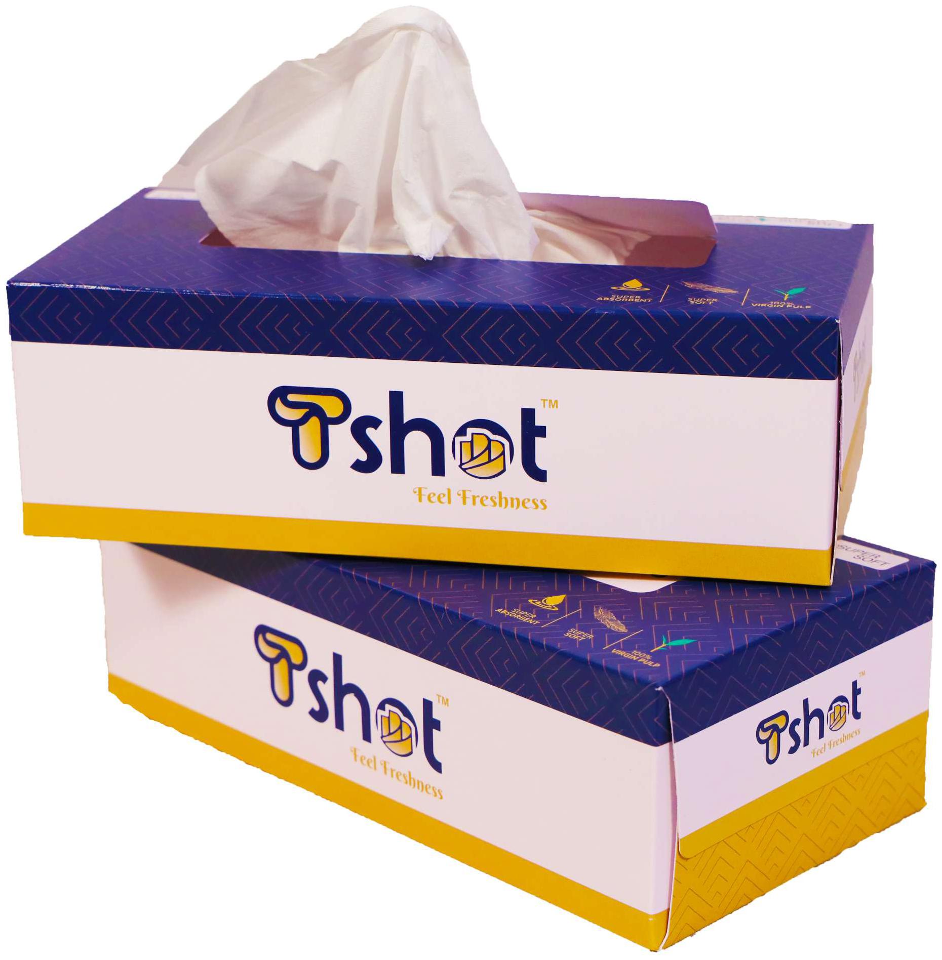 

Tshot Soft Facial Tissue Box 2 Ply 100 Pulls Box White Tissue Paper (Pack Of 2)