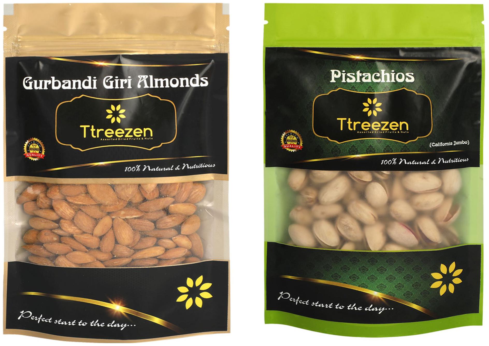 

Ttreezen Dry Fruits Combo Gurbandi Almonds Pista 200 g Each ( Pack Of 2 )