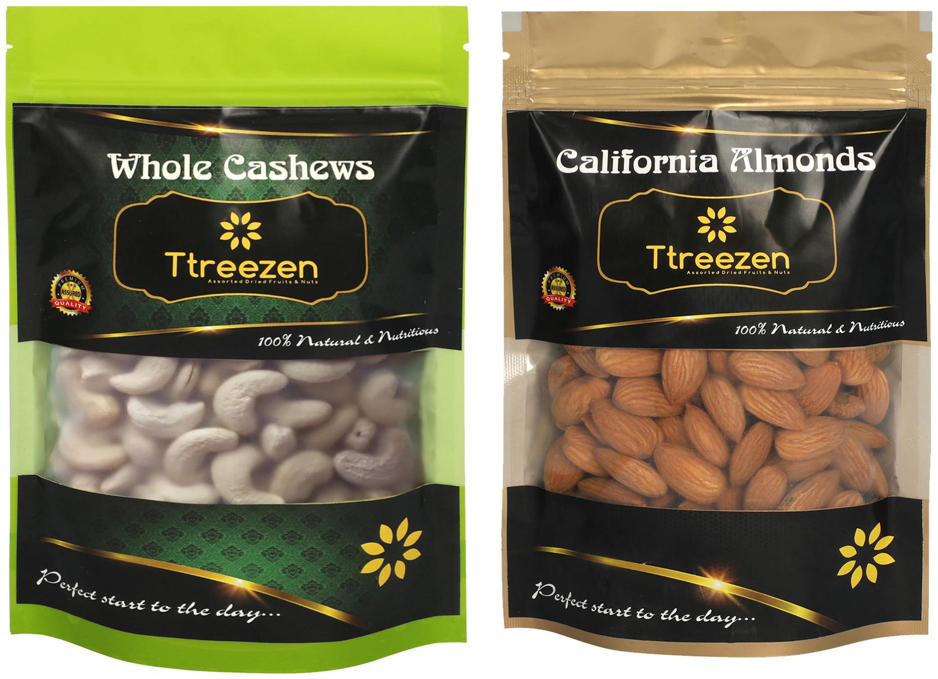 

Ttreezen Dry Fruits Combo California Almonds Kaju 200 g Each ( Pack Of 2 )