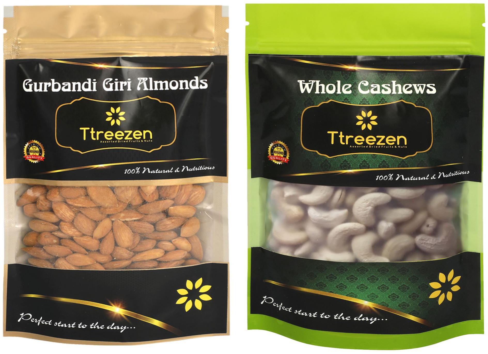 

Ttreezen Dry Fruits Combo Gurbandi Almonds Kaju 450 g Each ( Pack Of 2 )