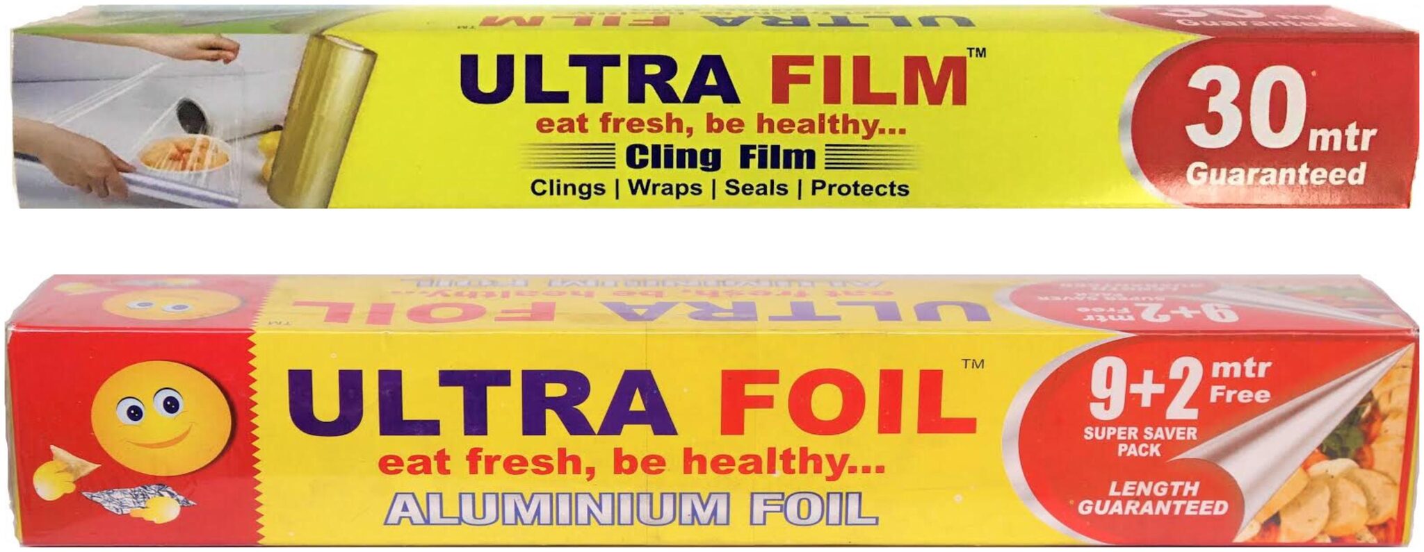

ULTRA FILM 1 Cling film roll of 30 Mtr 1 Aluminium Foil Roll of 11 Mtr Pack of 2