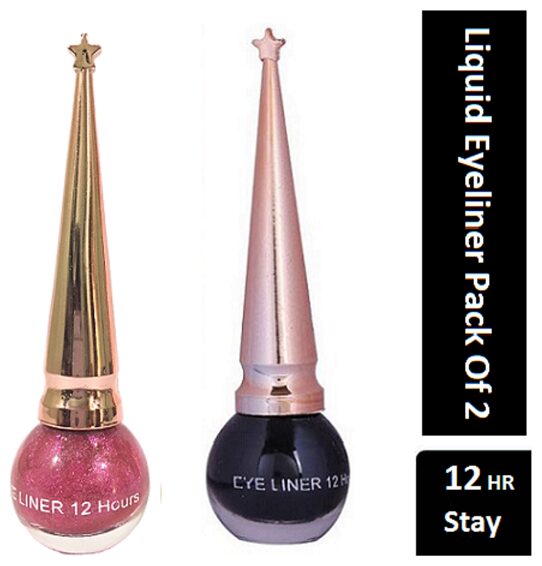 

UNBOX Long Wearing Liquid Eyeliner Black Red Glitter Waterproof Eyeliner (Pack of 2)