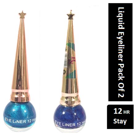 

UNBOX Long Wearing Liquid Eyeliner Blue Sky Blue Glitter Waterproof Eyeliner (Pack of 2)