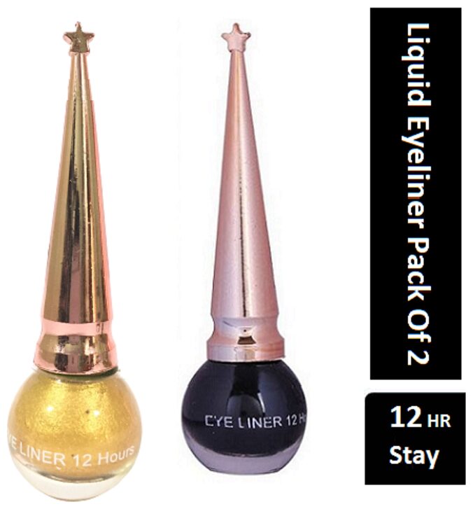 

UNBOX Long Wearing Liquid Eyeliner Black Gold Glitter Waterproof Eyeliner (Pack of 2)