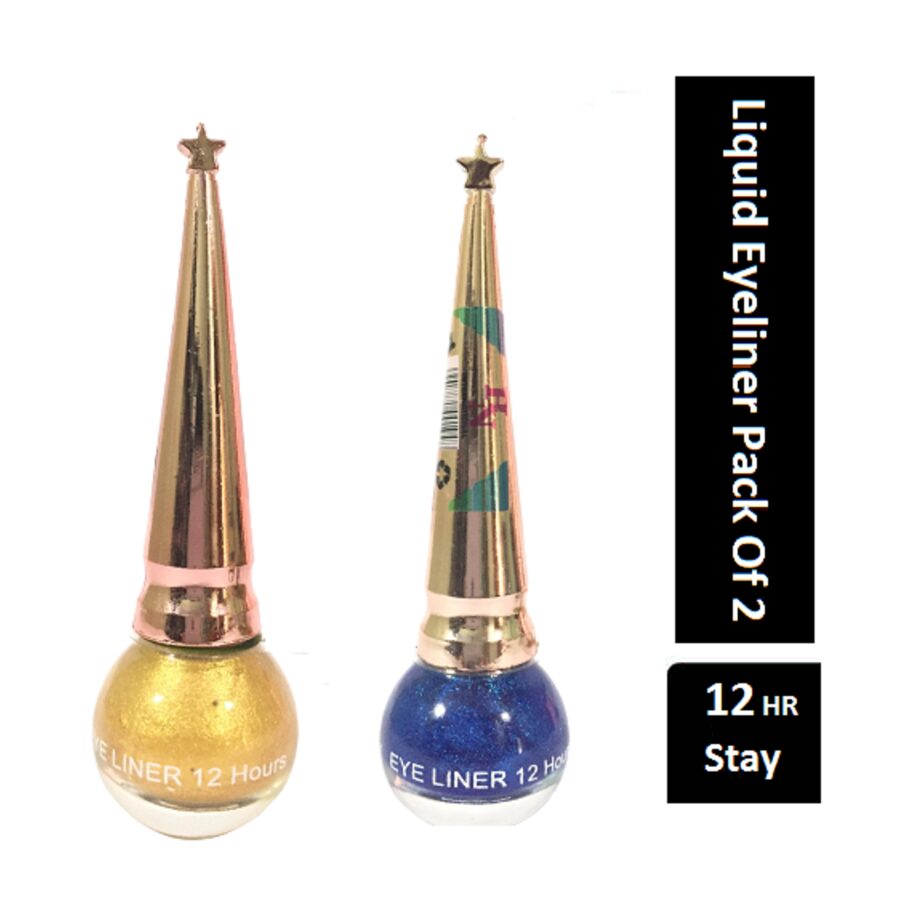 

UNBOX Long Wearing Liquid Eyeliner Gold Blue Glitter Waterproof Eyeliner (Pack of 2)