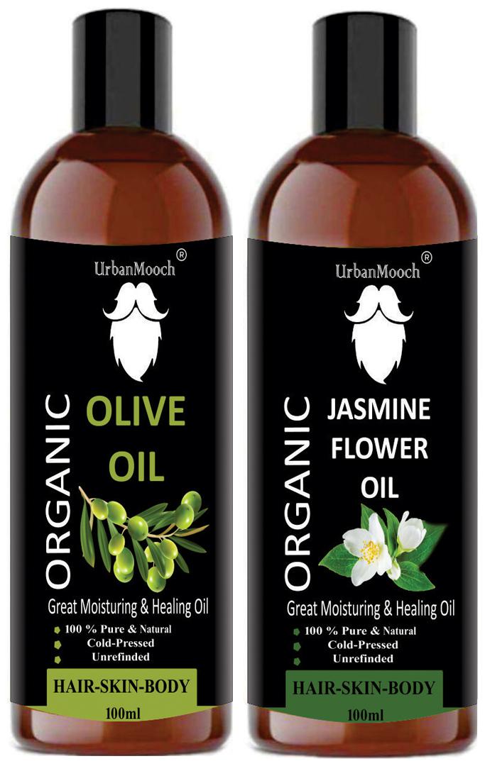 

UrbanMooch Natural Organic Jasmine Oil Olive Oil for Hair Growth 100 ml Each (Pack of 2 )