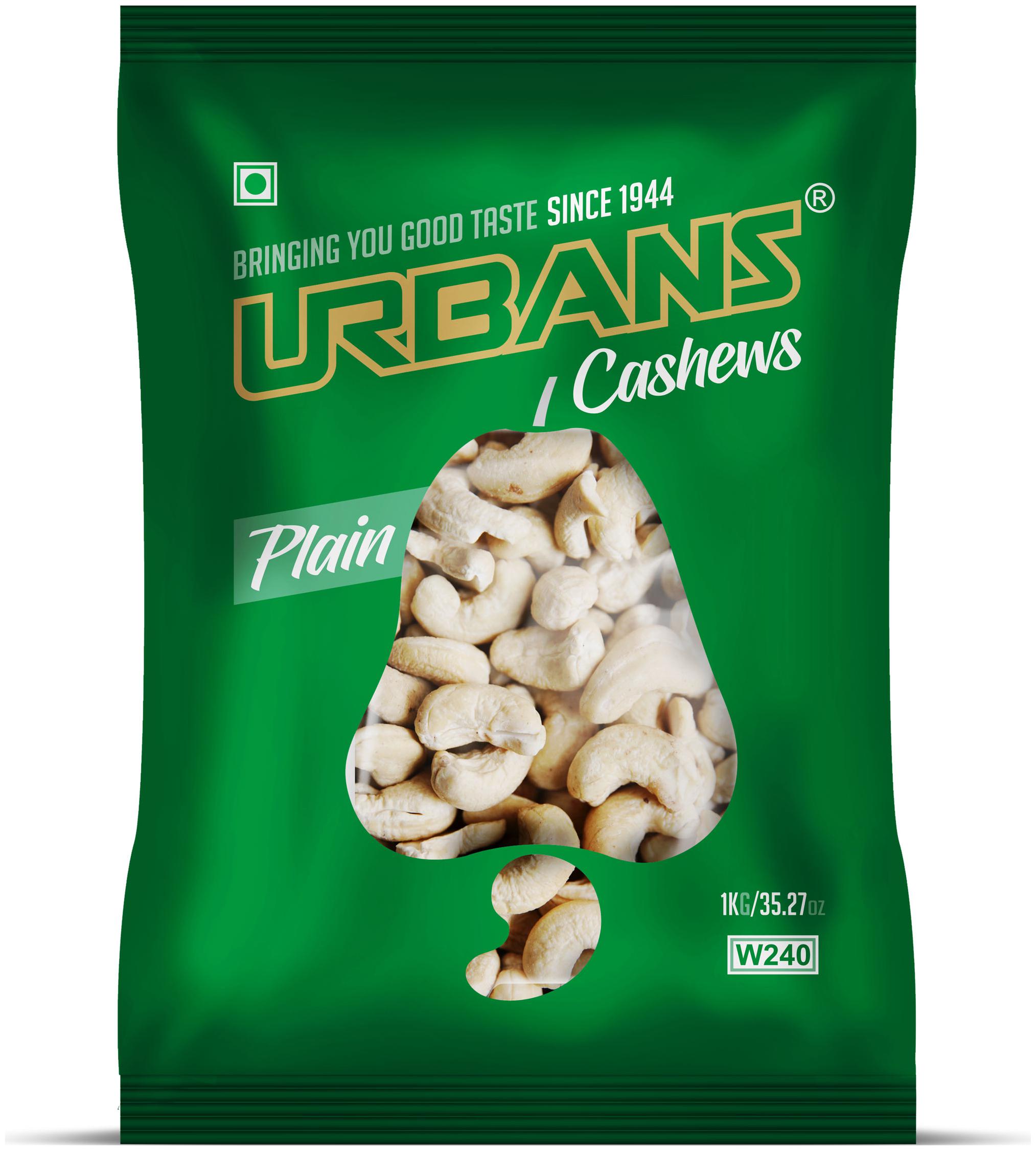 

URBANS Premium Plain Cashews Grade W240 - 1kg (Vacuum Packet)