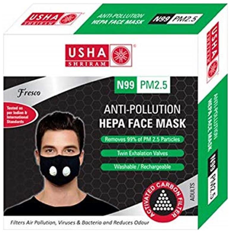 

Usha Shriram FRESCO N99 PM2 5 HEPA Anti Pollution Face Mask (Pack of 1)