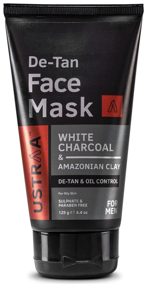 

USTRAA Face Mask Oily Skin - Wash-off mask for cleaning oily skin with White Charcoal No Paraben Detox and De-tan face mask - 125g