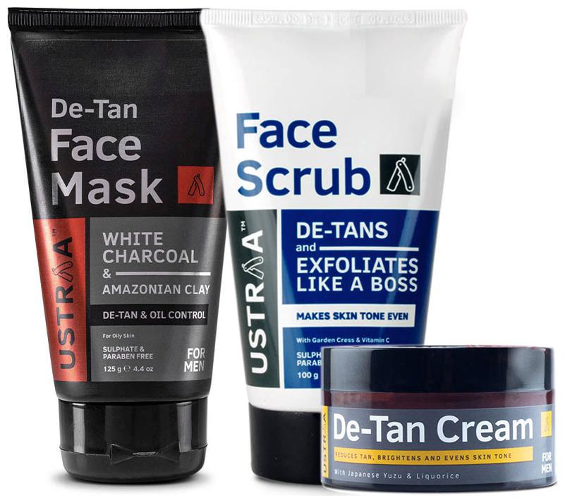 

Ustraa De- Tan Face Scrub 100g De-Tan Face Cream 50g Face Mask Oily Skin 125g (Pack Of 3)