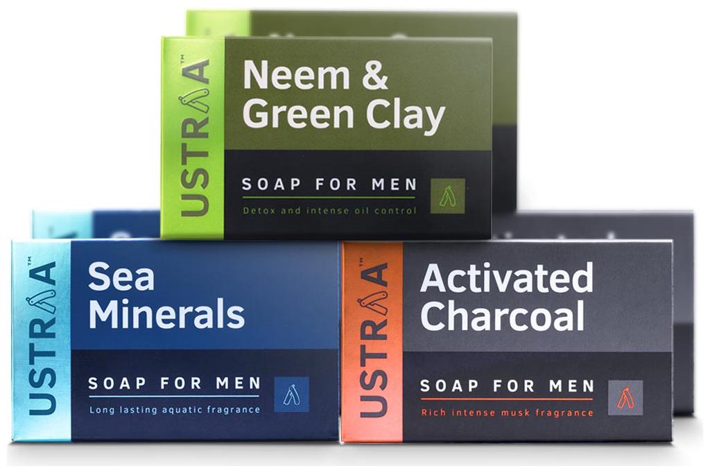 

Ustraa Deo Soap With Sea Minerals Activated Charcoal And Neem Green Clay 100g (Pack Of 6)