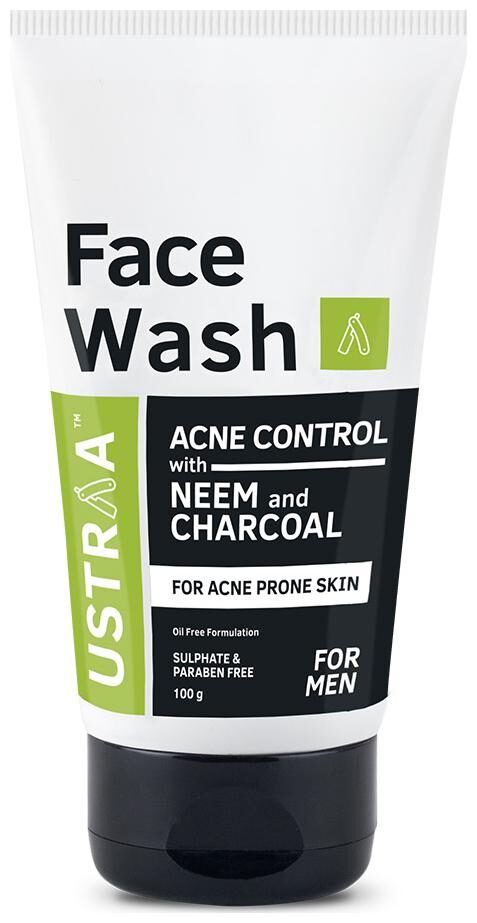 

Ustraa Face Wash Acne Control - With Neem Charcoal Face Wash - 100g - Oil control Prevents Acne Especially for Oily skin No Sulphate No Paraben