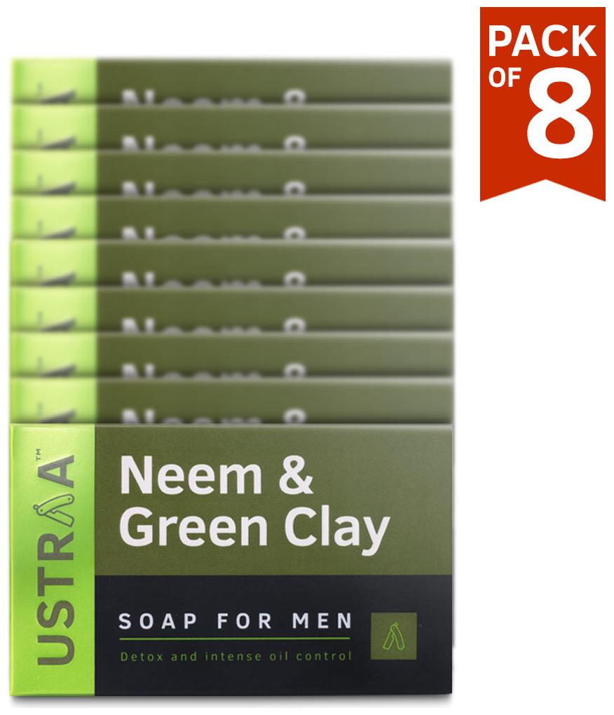 

Ustraa Neem Green Clay Soap 100g (Pack Of 8)