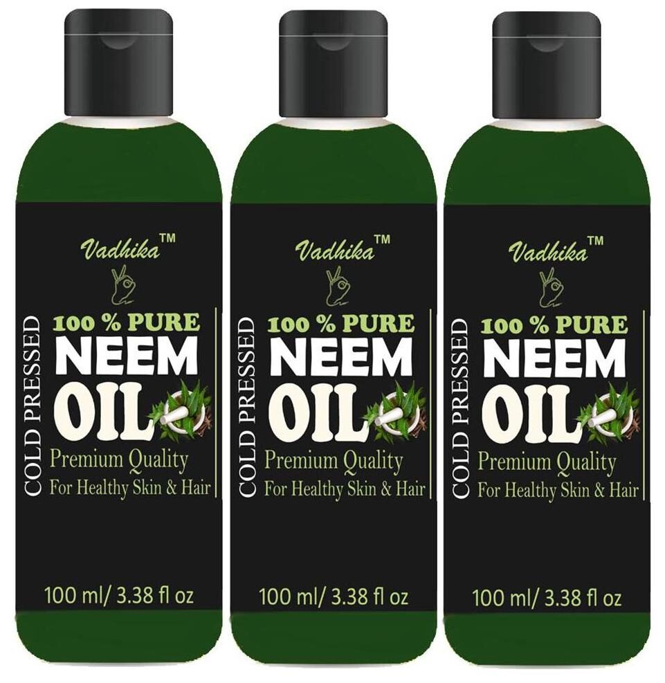 

Vadhika 100 Pure Natural Cold Pressed Neem oil for Hair Skin 300 ml (Pack Of 3)