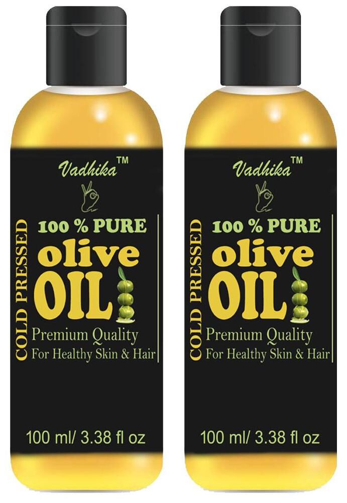 

Vadhika 100 Pure Natural Cold Pressed olive oil for Hair Skin pack of 2 bottles of 100 ml