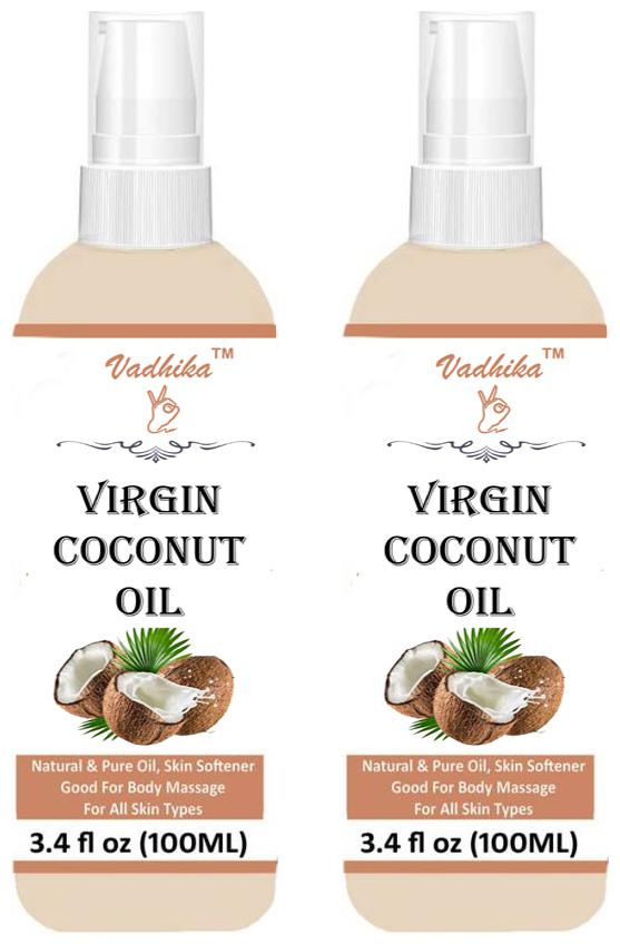 

Vadhika 100 Organic Cold Pressed Extra virgin Coconut Oil (100ml each) Pack of 2