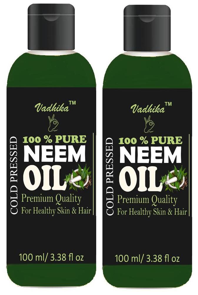

Vadhika 100 Pure Natural Cold Pressed Neem oil for Hair Skin pack of 2 bottles of 100 ml