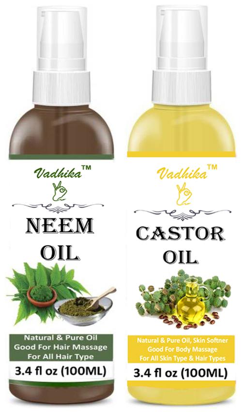 

VADHIKA Neem Oil 100 ml Natural Cold Pressed Castor Oil For Hair 100ml Pack of 2