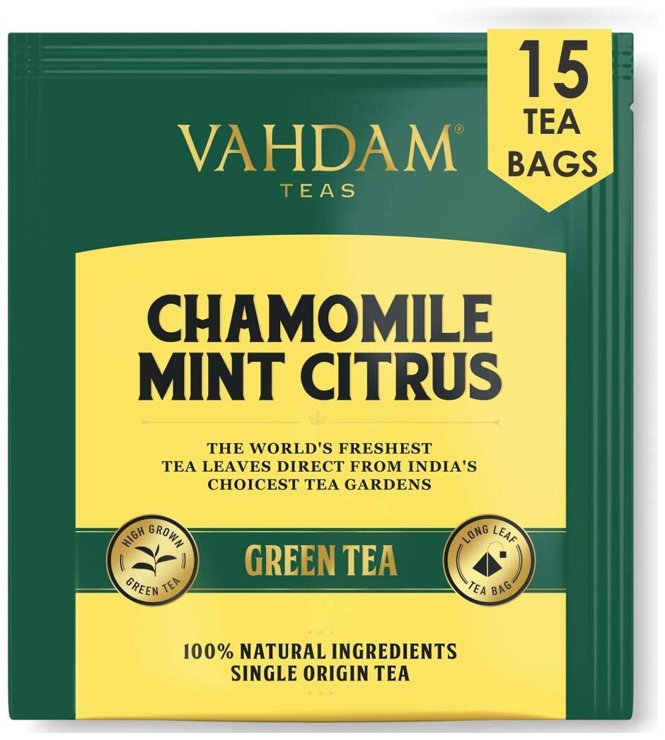 

VAHDAM Teas Chamomile Mint Citrus Green Tea- 15 Tea Bags 2g Each