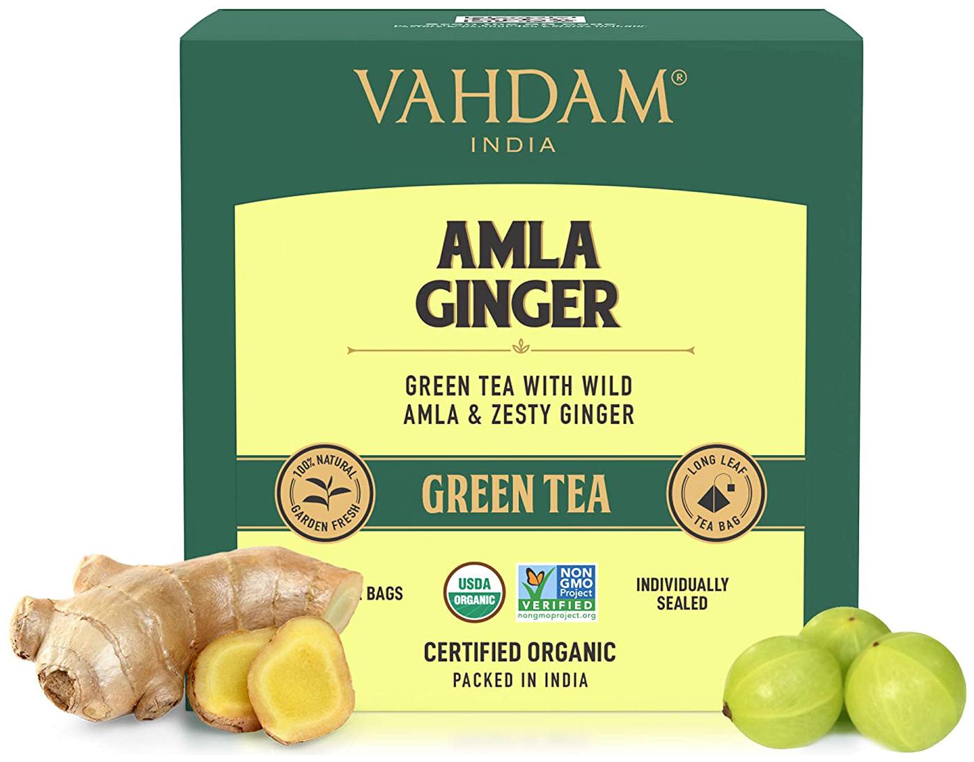 

Vahdam Teas Amla Ginger Green Tea ( 15 Tea Bags x 2g ) Pack Of 1