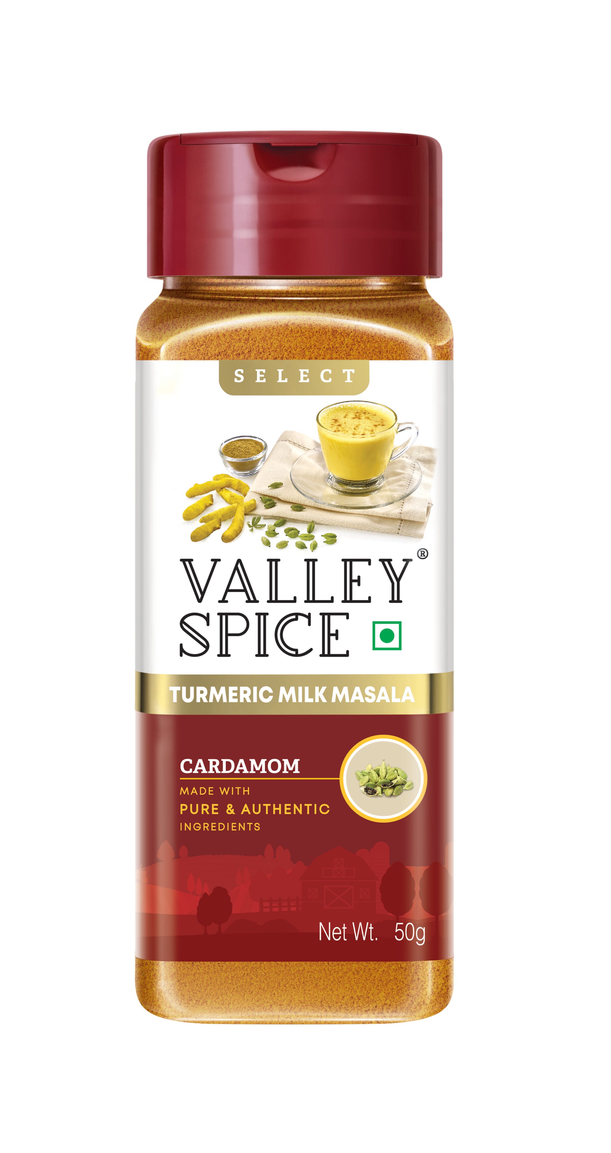 

Valley Spice Turmeric Milk Masala - Cardamom 50g (Pack of 2)