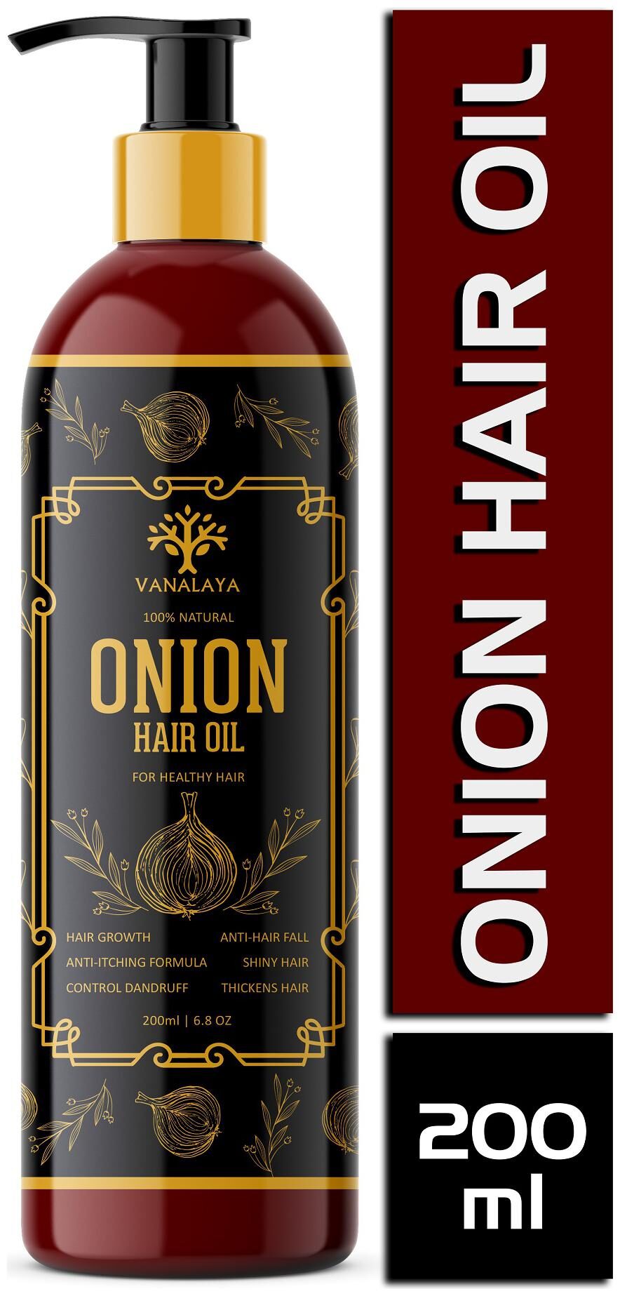 

Vanalaya Onion Hair Oil for hair regrowth dandruff control and hair fall treatment for men and women 200ml