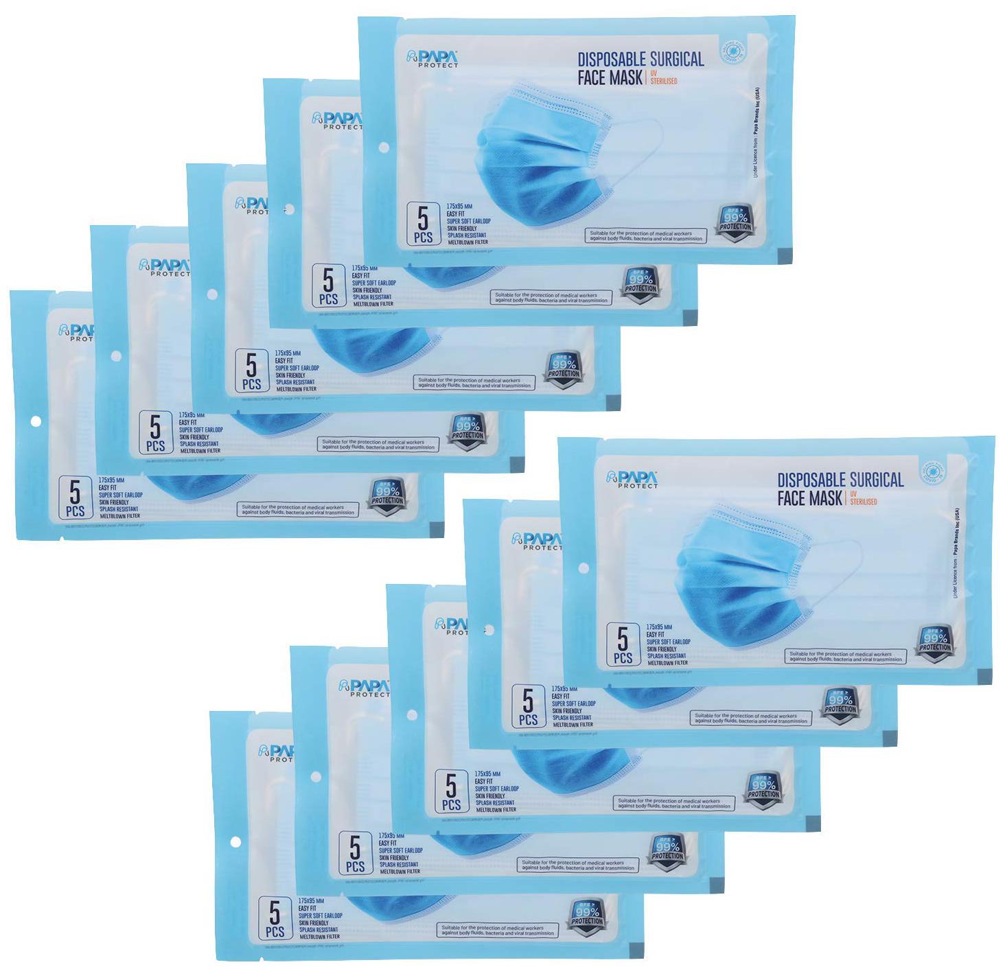

Vandelay Protect Disposable 3-Ply Face Mask with Earloop- Safe Certified Concealed Nose Clip (Pack of 50)