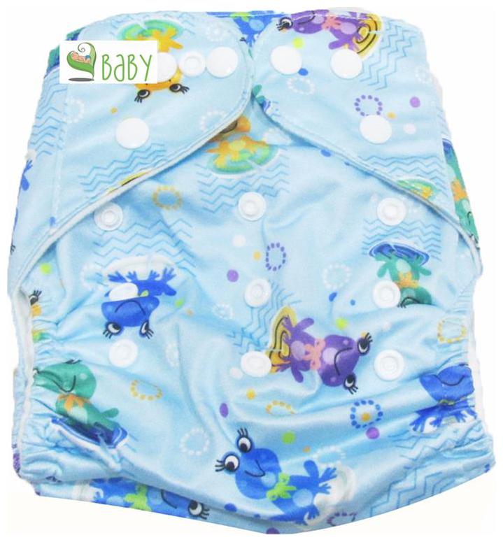 

VBaby Ribik Froggy Printed Cloth Diaper REUSABLE Nappy Organic Fabric Anti Bacterial Washable Reusable Cloth Diaper With 1 Cotton Insert Lining 0-2 Years
