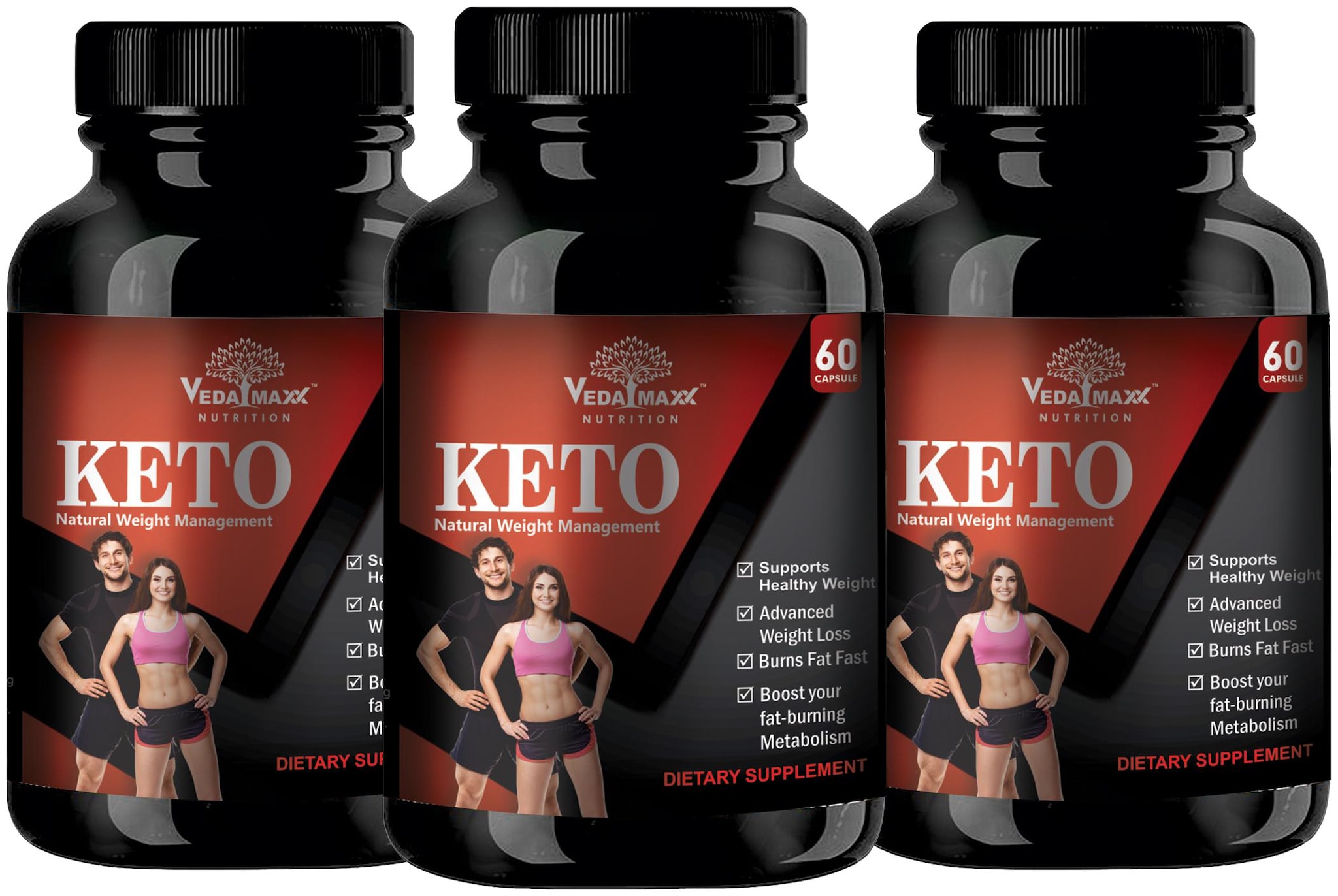 

VEDA MAXX keto Capsules for weight loss Fat burning with Green Tea Green Coffee Garcinia Guggul Extract 60 capsules each (Pack of 3)