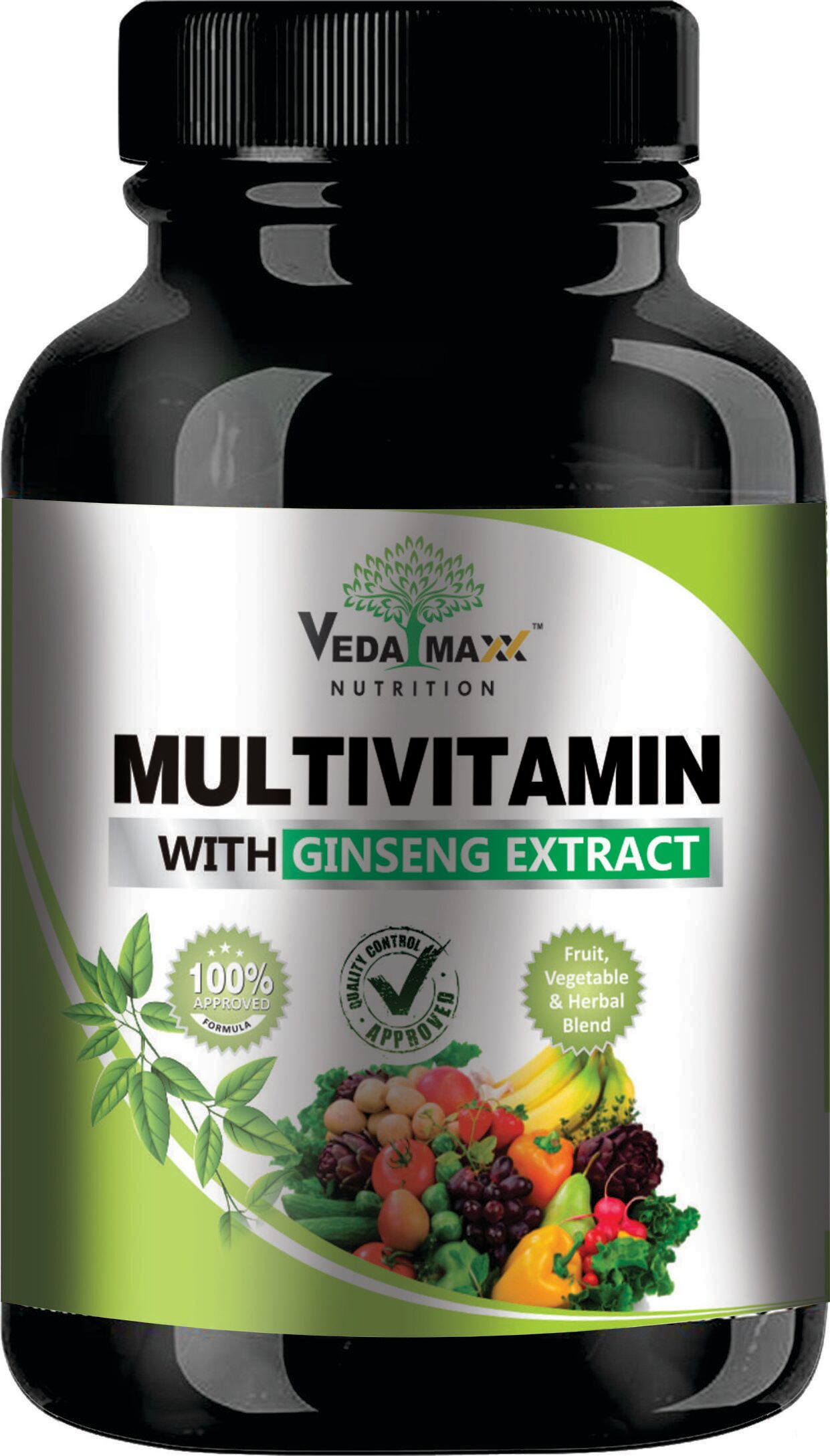 

VEDA MAXX Multivitamin with Ginseng Extract Vegetarian Capsule Supplement for Men Women Pack 1 -90 Capsules