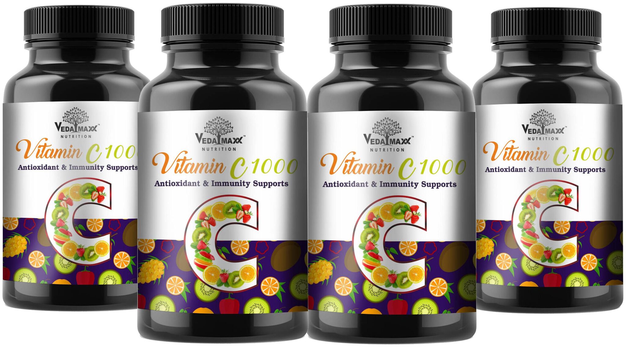 

VEDA MAXX Vitamin-C Capsules 1000mg for face hair impressive health benefits Pack of 4 240 Vegetarian Capsules