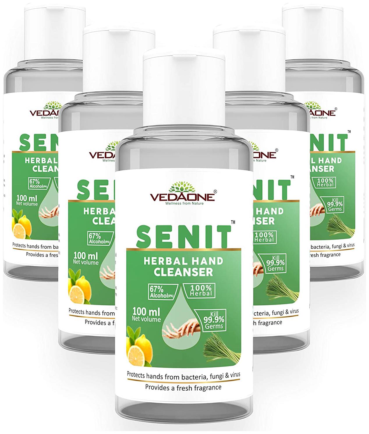 

Vedaone Senit Herbal Hand Sanitizer 67 Alcohol 100 ml ( Pack of 5 )