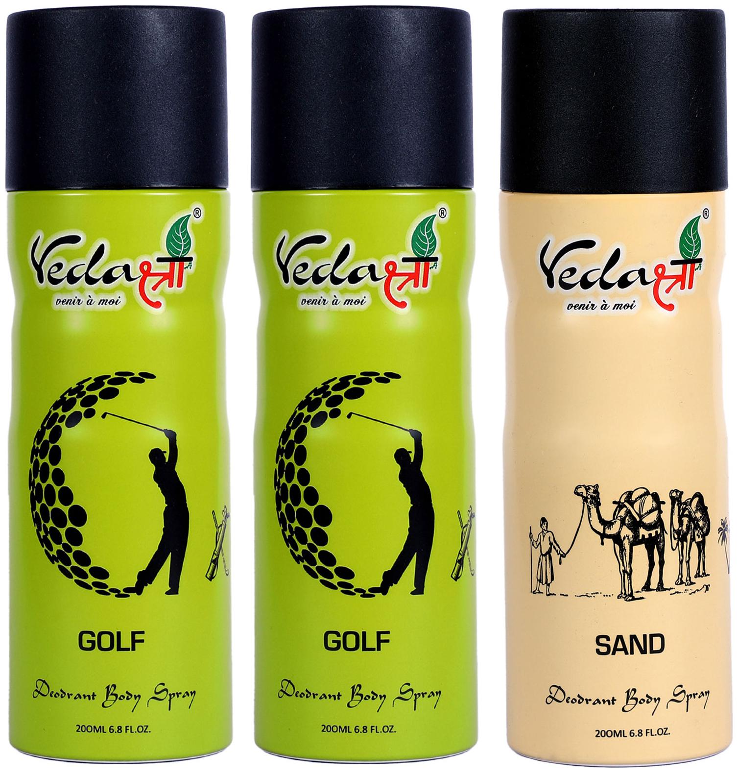 

Vedashree 2 Golf 200ml And Sand 200ml Deodorant Spray For Men Women (Pack of 3)