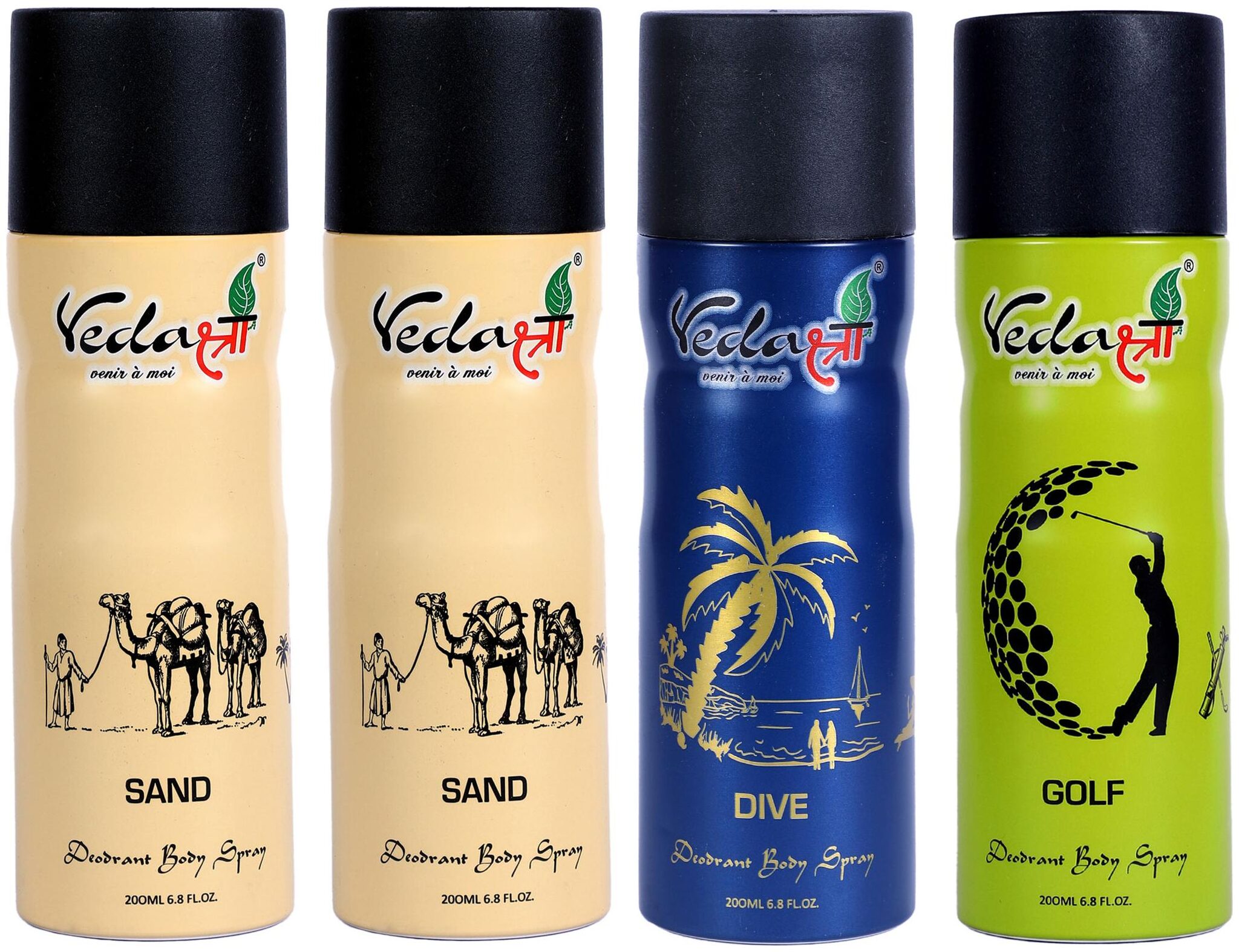 

Vedashree 2 Sand 200ml Dive 200ml And Golf 200ml Deodorant Spray For Men Women (Pack of 4)
