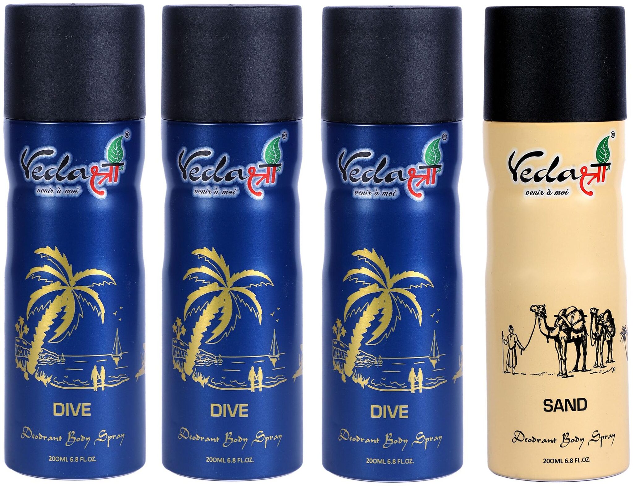 

Vedashree 3 Dive 200ml And Sand 200ml Deodorant Spray For Men Women (Pack of 4)