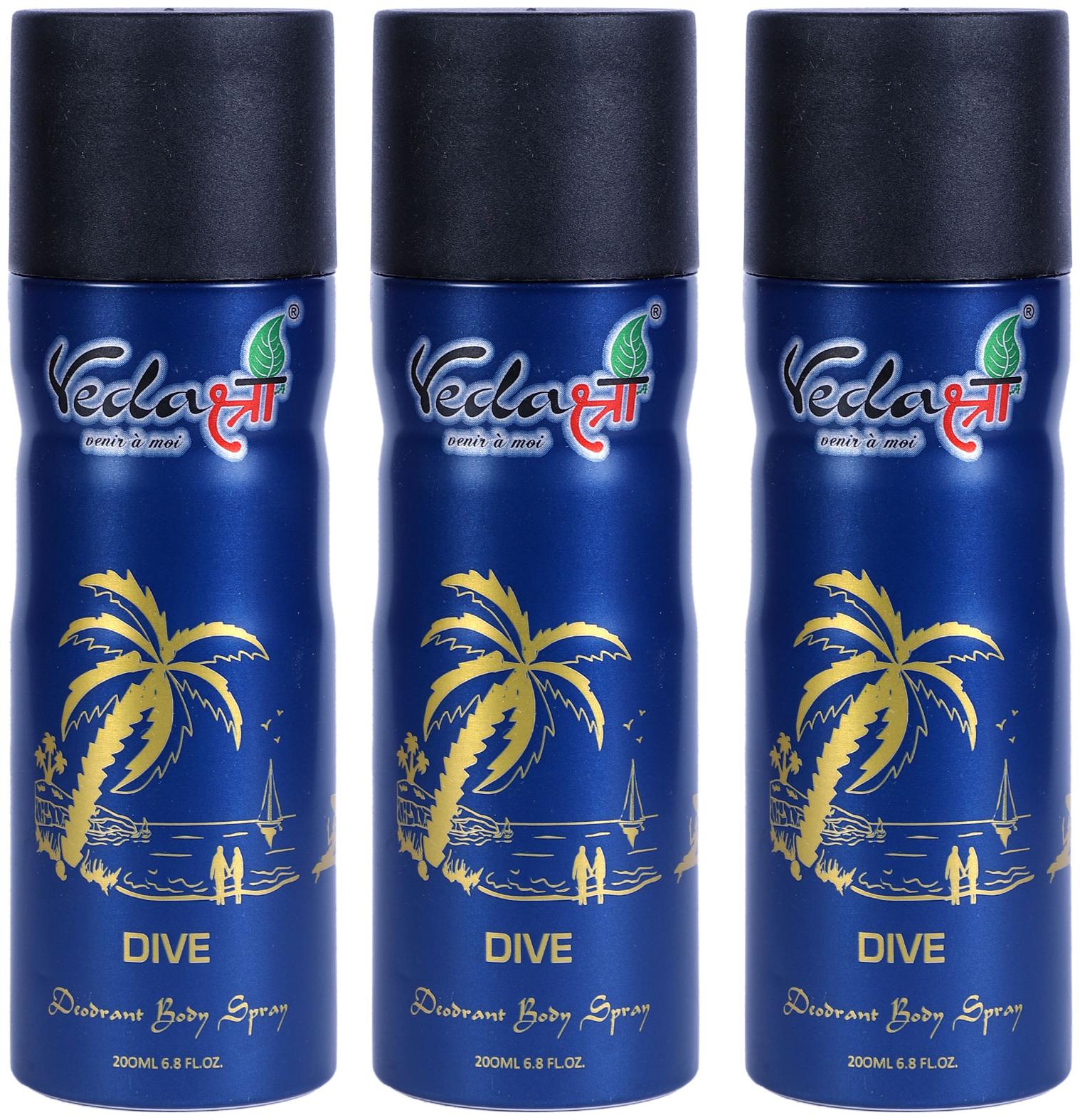 

Vedashree Dive Deodorant Spray For Men Women 200ml (Pack of 3)